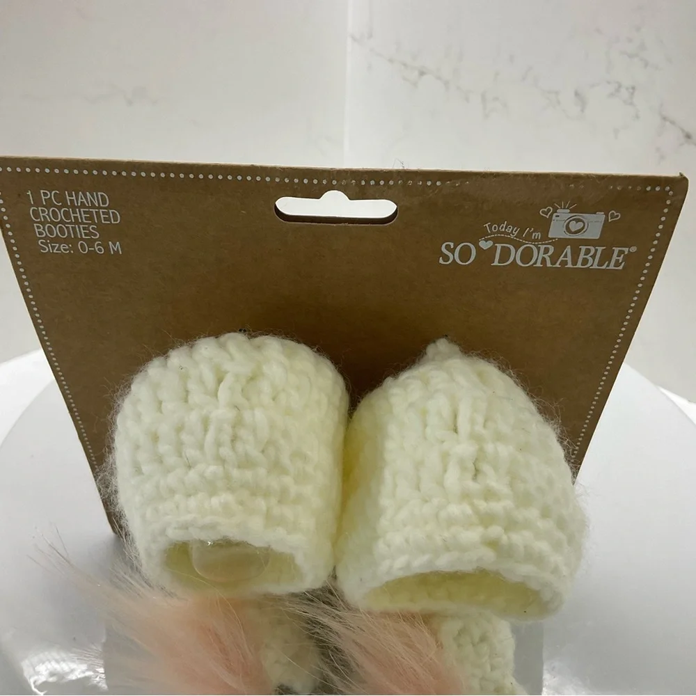 So’Dorable hand crocheted booties unicorn size 0-6M New
